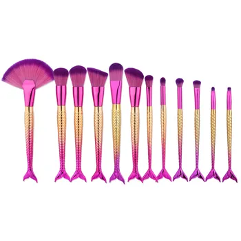 

12PCS Blending Plastic Handle Nylon Hair Kabuki Make up Brushes Set Makeup Foundation Powder Blusher Face Brush Tools