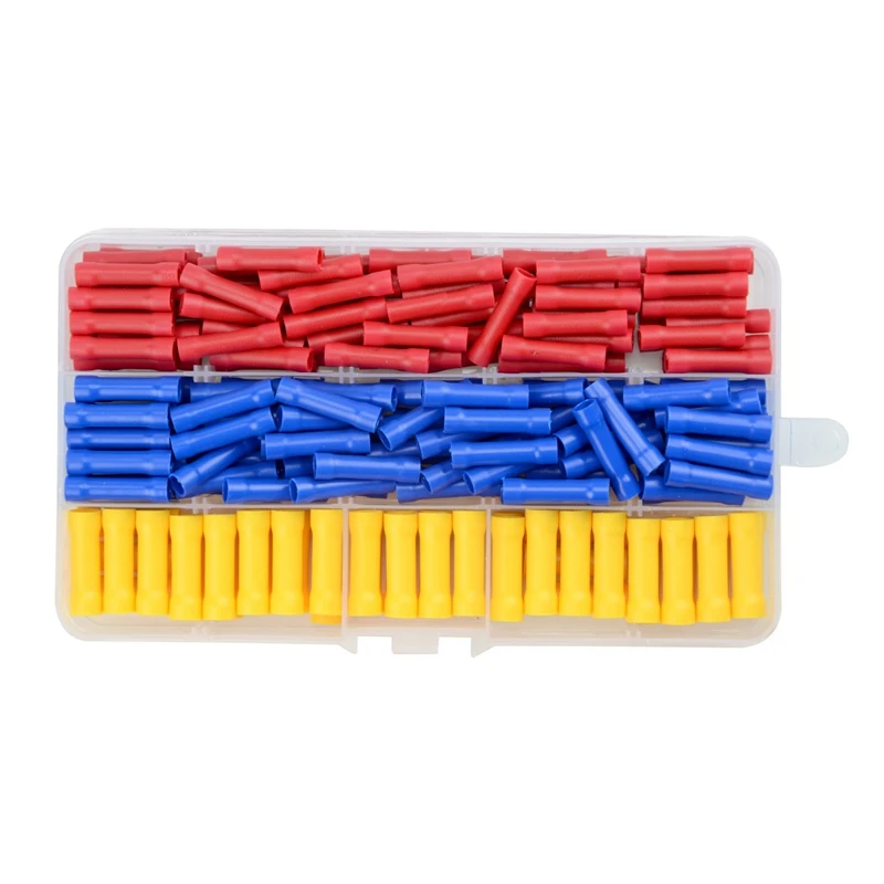 

Hot Sale 200 PCS Insulated Straight Wire Butt Splice Terminals Electrical Crimp Connector Assortment Kit