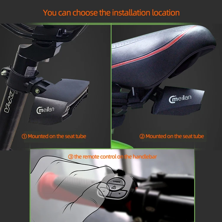 Perfect Meilan X5 Wireless Bike Bicycle Rear Light laser tail lamp Smart USB Rechargeable Cycling Accessories giyo r1 Remote Turn led 2