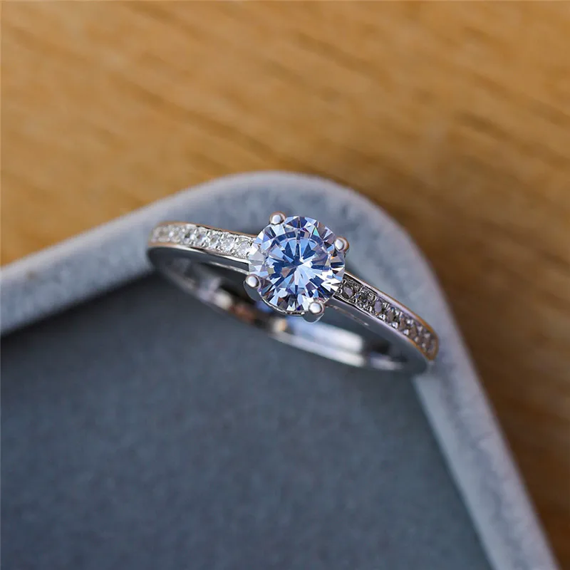 Классический Дамский лабораторный алмаз обручальное кольцо простой Настоящее серебро 925 пробы палец кольцо Винтаж Любовь невесты свадебные кольца для женщин
