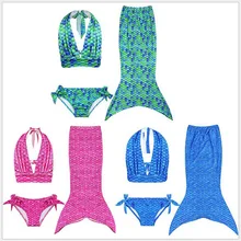 Комплект из 3 предметов; Новинка; детский купальный комплект с хвостом русалки для девочек; купальный костюм; Детский комплект бикини; купальный костюм