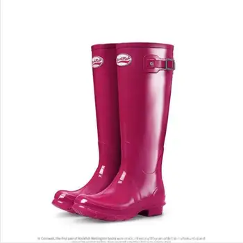 

Classic Style Women High Rain Boots Natural Soft Rubber Shoes Galoshes Strong Watershoe Rainshoes Antiskid Coffee Navy Bule