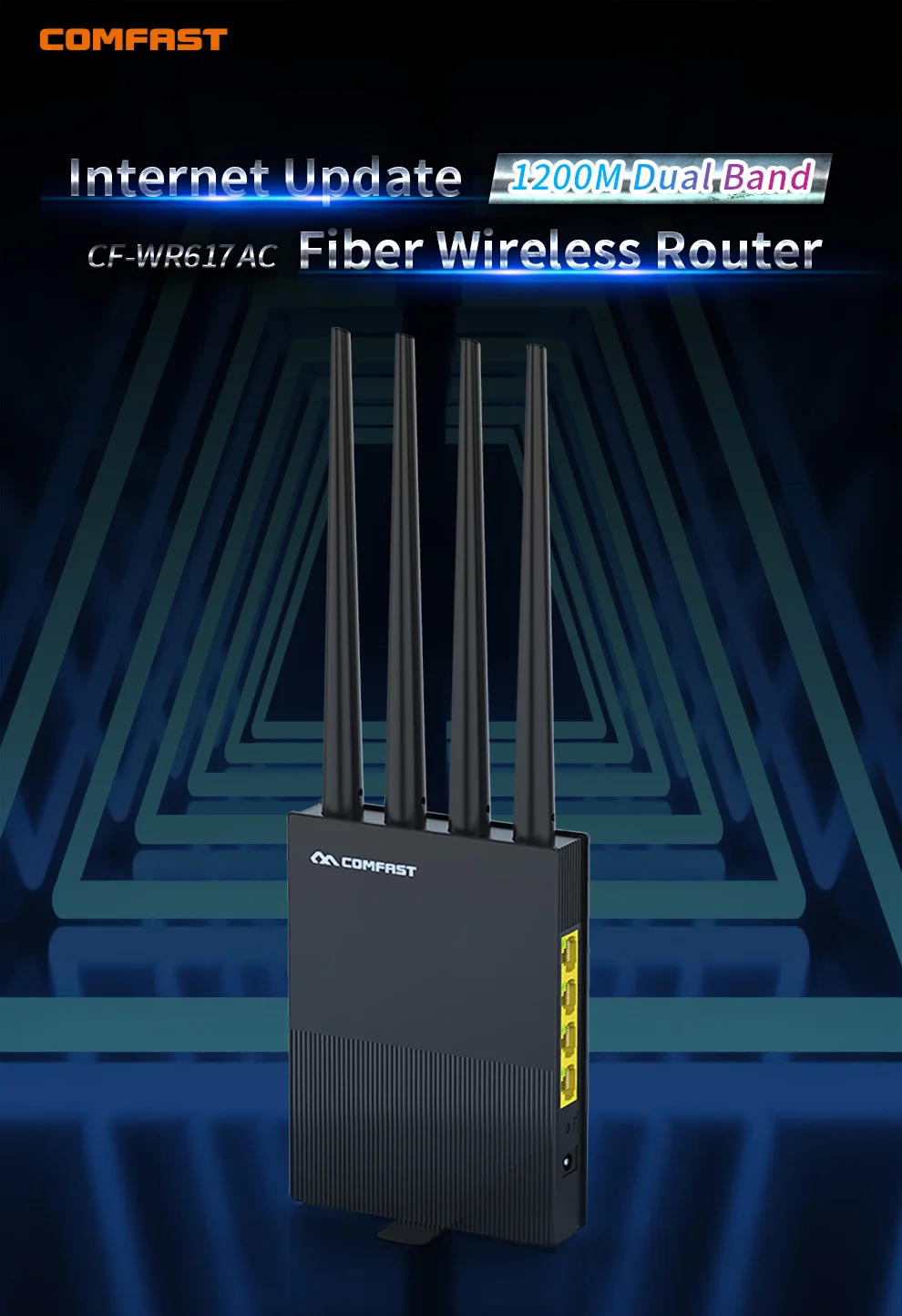 Comfast CF-WR617AC 1200 Мбит/с двухдиапазонный беспроводной WiFi маршрутизатор 2,4G+ 5 ГГц Wan/Lan умный Wi-Fi Промышленный маршрутизатор с 4* 5dBi антенной