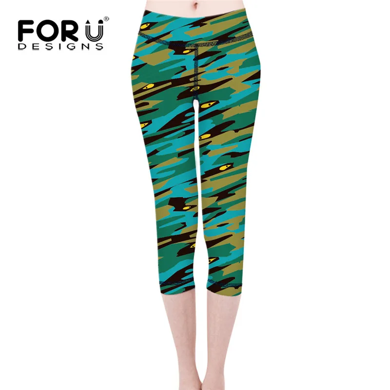 FORUDESIGNS Women Leggings Summer Breathable Girls Pencil Pants Stretchy Leggins Camouflage Printing Elastic jeggings