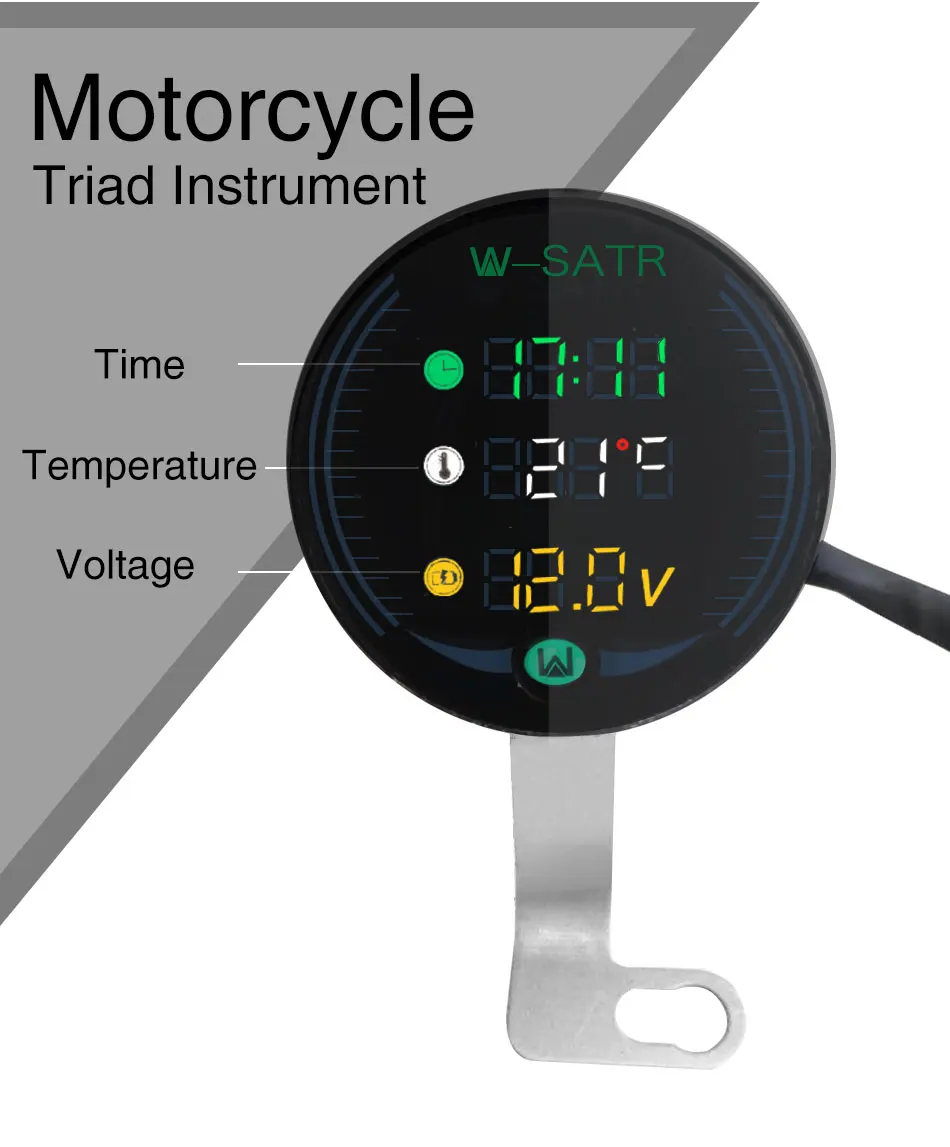Alconstar-3в1 черный Универсальный мотоцикл Многофункциональный светодиодный цифровой вольтметр часы метр термометр дисплей инструмент