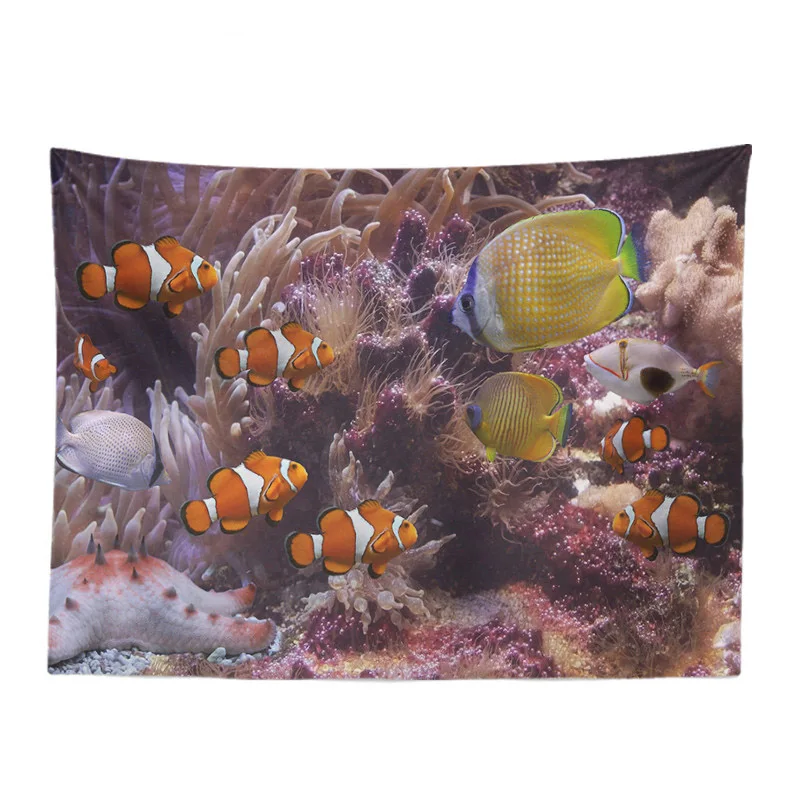 15 Красивый морской гобелен с животными морской конек клоун Anemone Лев рыба гостиная украшение настенный Кемпинг одеяло для отдыха - Цвет: 15