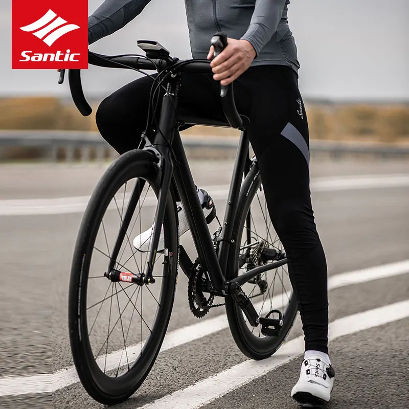 Pantaloni da ciclismo Santic da uomo pantaloni con bretelle da bicicletta  cuscino imbottito 4D inverno MTB bici bavaglino da ciclismo pantaloni  lunghi pile caldo|Cycling Pants| - AliExpress