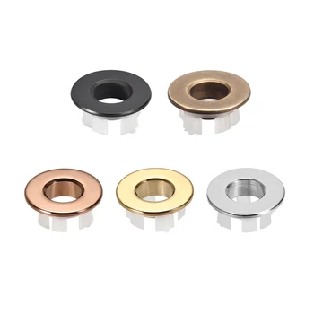 

uxcell Uxcell High Quality 1 Piece Sink Basin Trim Overflow Cover Copper Insert in Hole Round Caps Electroplating Finish