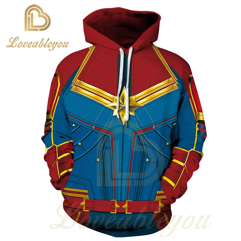Капитан кофты с капюшоном "Marvel" MS с героями комиксов Марвел, Кэрол Дэнверс кофты Косплэй кофты Повседневное Harajuku Стиль уличная топы пот Homme