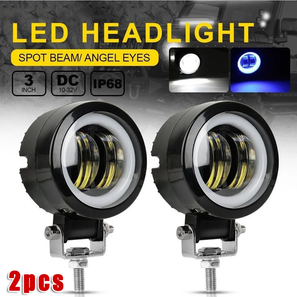 

2pcs DC 12V Car Motorcycle Off-Road ATV Round LED Driving Work Spot Light Fog Lamp Car Motor Off-Road SUV LED Headlights