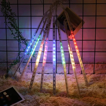 

8 Tube Meteor Shower Rain 30cm 50cm Waterproof LED String Lights Outdoor Christmas Garland For Wedding Party Garden Decoration