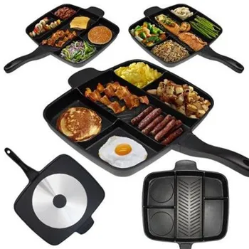 

ADOREHOUSE 5 In 1 Non-stick Frying Pan Fry Pan Divided Grill Pan For Multi-purpose Cooked Breakfast Pot Fry Oven Meal Skillet
