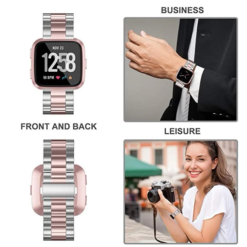 Ремешок для часов из нержавеющей стали для Fitbit Versa/VERSA 2 Band Безвинтовой браслет Сменные Металлические Браслеты Для Fitbit Versa Lite