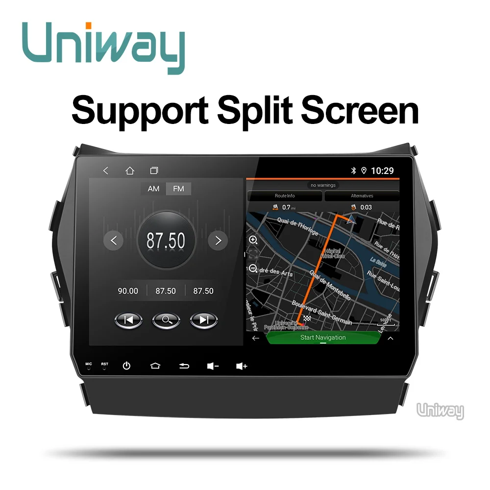 Best Uniway AIX459071 IPS android 9.0  car dvd for Hyundai IX45 Santa fe 2013  2014 car radio stereo navigation car dvd player gps 4