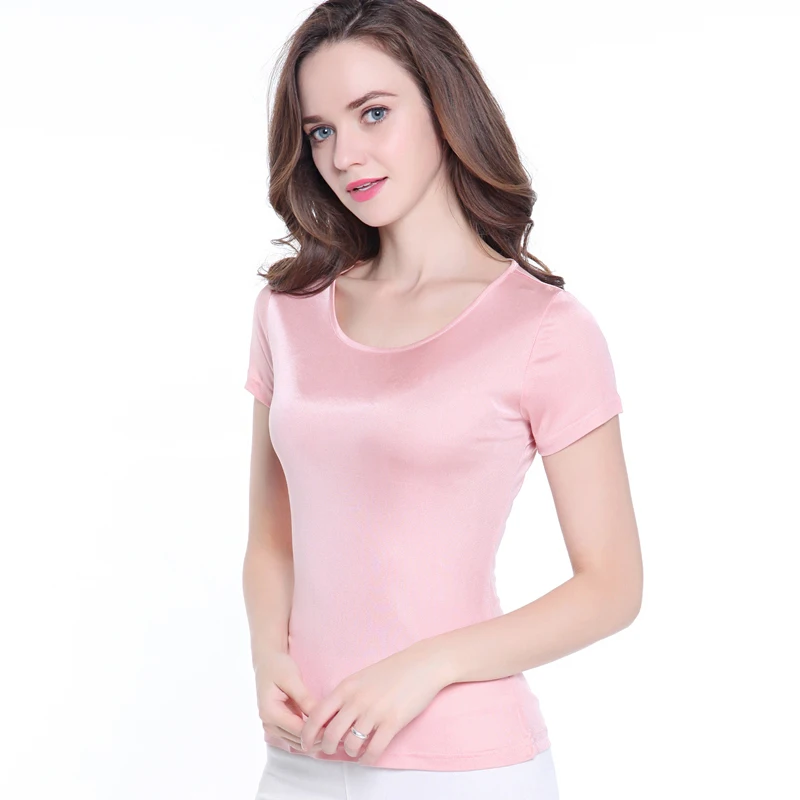 Лето 50% натуральный шелк modis размера плюс уличная футболка для женщин camiseta mujer femme