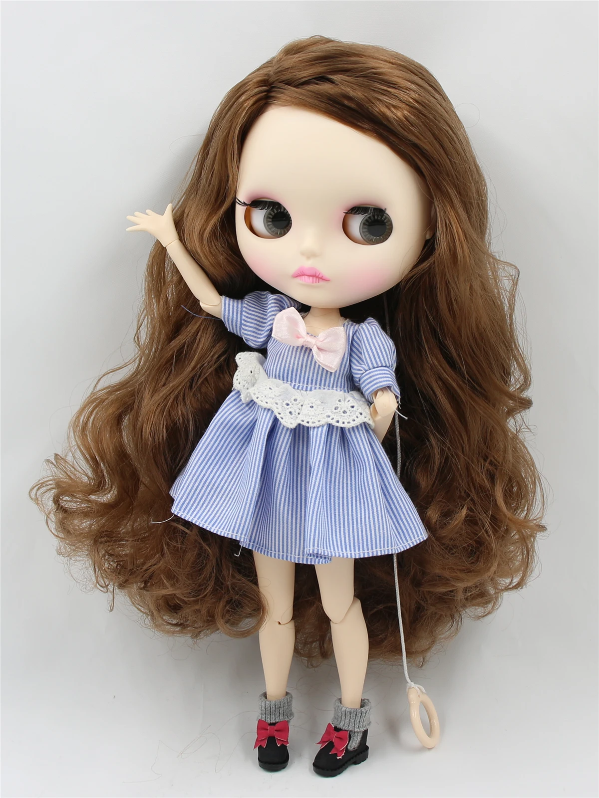 Neo Blythe Bambola con capelli castani, pelle bianca, viso opaco e carino Custom Corpo articolato 2