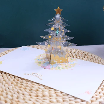 

Christmas Tree 3D Pop-Up Greeting Card Merry Christmas Greeting Cards for Gift Kids MDJ998