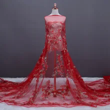 У двора красная Цветочная вышивка из кружевной ткани платье Свадебное кружево ткань, черный, белый, синий и бордовый