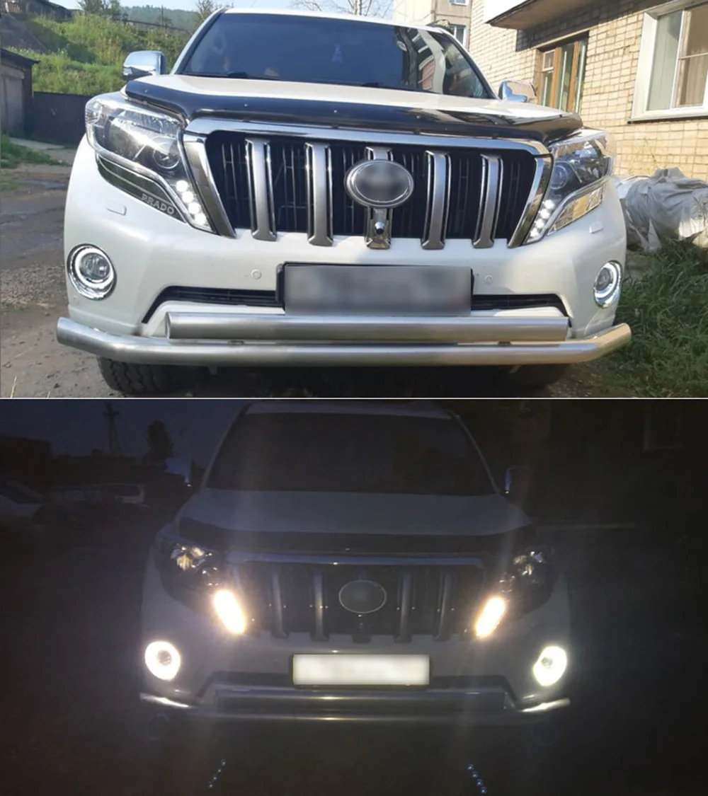 2 шт. светодиодный DRL для Toyo ta Prado автомобильный светодиодный DRL Дневной ходовой свет накладка на Противотуманные фары и водонепроницаемый провод жгута