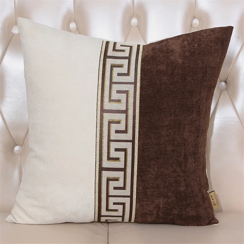 

New Chinese style Pillow set Embroidery White and Brown Pillowcase Home Living Room Comfortable Hotel Home 45x45cm cover