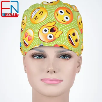 

Hennar Scrub Caps Masks 100% Cotton Adjustable Elastic Bands Surgical Scrub Caps Medical Hospital Doctor Headwear Cap Mask