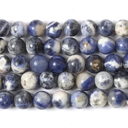 Enhanced Natural Stone Beads Collection: Aventurine, Lava, Amazonite, and Malachite Crystals for DIY Jewelry and Bracelet Crafting (4/6/8/10/12mm) (Blue pattern)