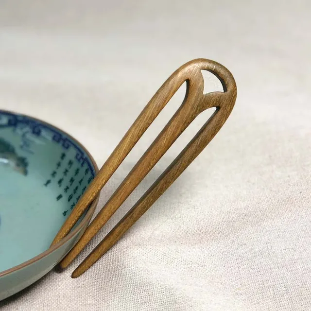 Oaoleer Women Hair Accessories Wood Hand Carved Stick Hair Combs Clips For Women Girls Vintage Elegant Ebony U Shaped Headwear 5