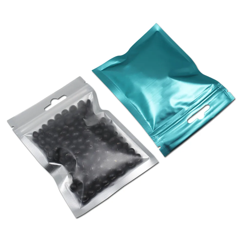 100 шт./лот Ясно Передняя/черный resealable zip lock Пластик сумка для хранения Розничная ziplock поли мешок с отверстием для подвешивания