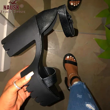 

New Fashion Super High Heel Women Sandals High Quality Handmade Comfortable Solid Color Plus Size Women Sandals Sandalias Mujer