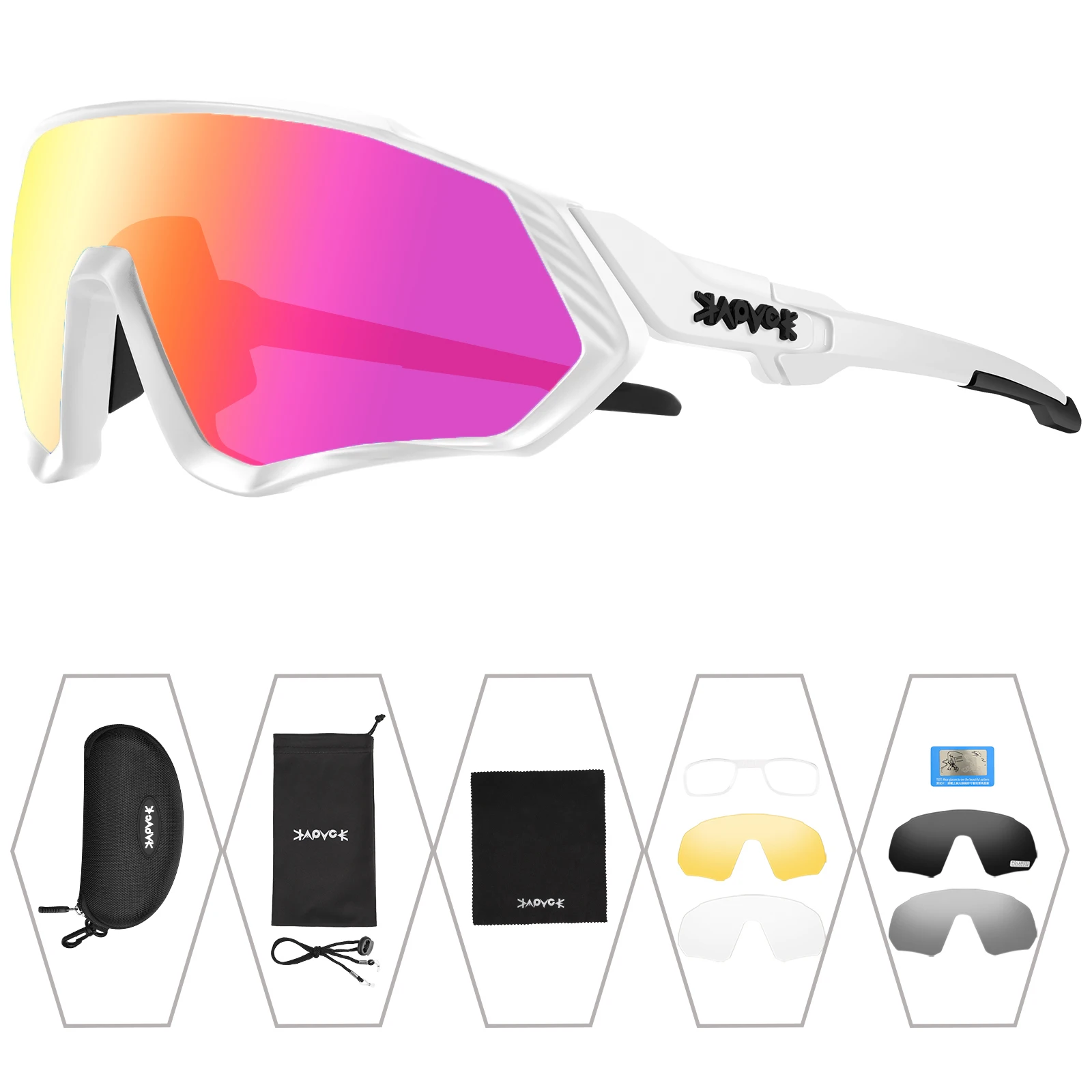 2024 Polarized Glasses 5 Lens Women Men Road Bike Sunglasses Cycling Mountain Bicycle Driving Fishing Retro Eyewear_voghion.com