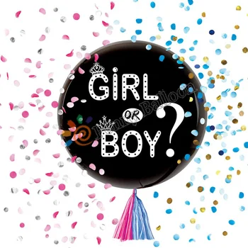 

Jumbo 36 Inch Black Gender Reveal Balloon Boy or Girl Baby Shower Gender Reveal Party Decorations Confetti Supplies