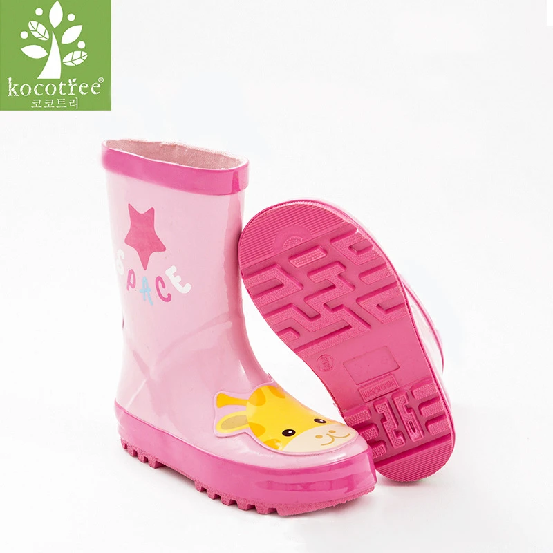 Kocotree непромокаемые резиновые сапоги для девочек г.; Дизайнерские Сапоги с рисунком жирафа для маленьких мальчиков; детская водонепроницаемая обувь для мальчиков; детские резиновые сапоги - Цвет: pink