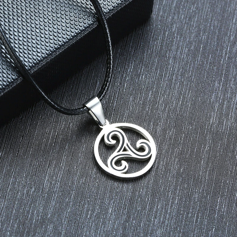 Тройной спиральный кулон Triskelion ожерелье из нержавеющей стали унисекс|Ожерелья с
