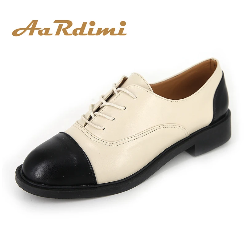 

AARDIMI Women Shoes Spring Autumn New Arrival Lace-up Oxfords Woman Casual Official Work Shoes Woman Normal Size PU Leather 2019