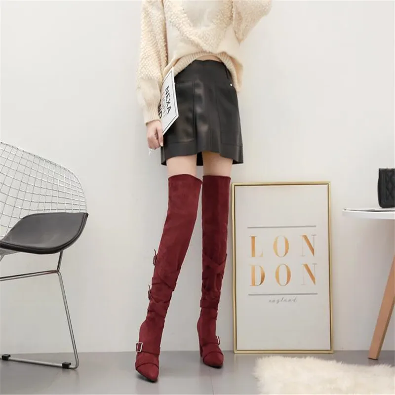 New pattern botas mujer Superior quality shoes woman Over the knee boots Heel height 10cm high heel Women's Boots USA 4-8 9