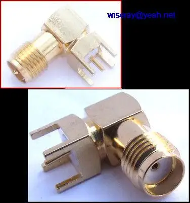 DHL/EMS 100pcs RP-SMA female plug right angle PCB mount Soldering-A7