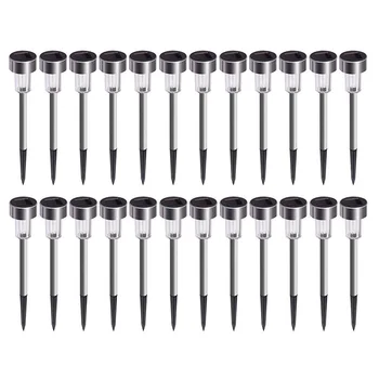 

24Pcs Solar Lawn Lights Stainless Steel Outdoor Solar Pathway Lights Yard Decoration Light
