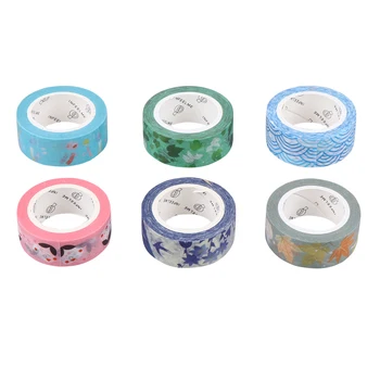 

6pcs Fresh Colors Washi Masking Tapes DIY Stickers Decorative Sticky Paper Tapes for Scrapbook Diary