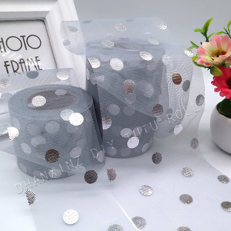 Silver gray Тюлевая рулонная катушка, ткань для пачки, вечерние, подарочные, свадебные украшения, декоративные изделия, праздничные принадлежности 6 см/10 см X25Y - Цвет: Silver gray