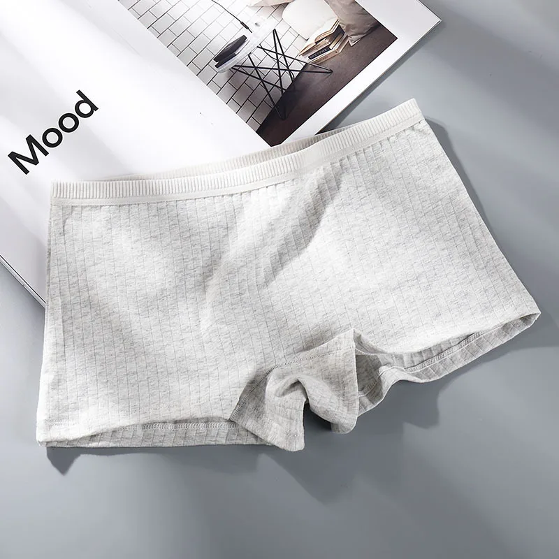 light grey color 4 цвета, Женские Дышащие безопасные короткие штаны,, хлопковые бесшовные летние шорты со средней посадкой и шаговым швом для девочек - Цвет: light grey color