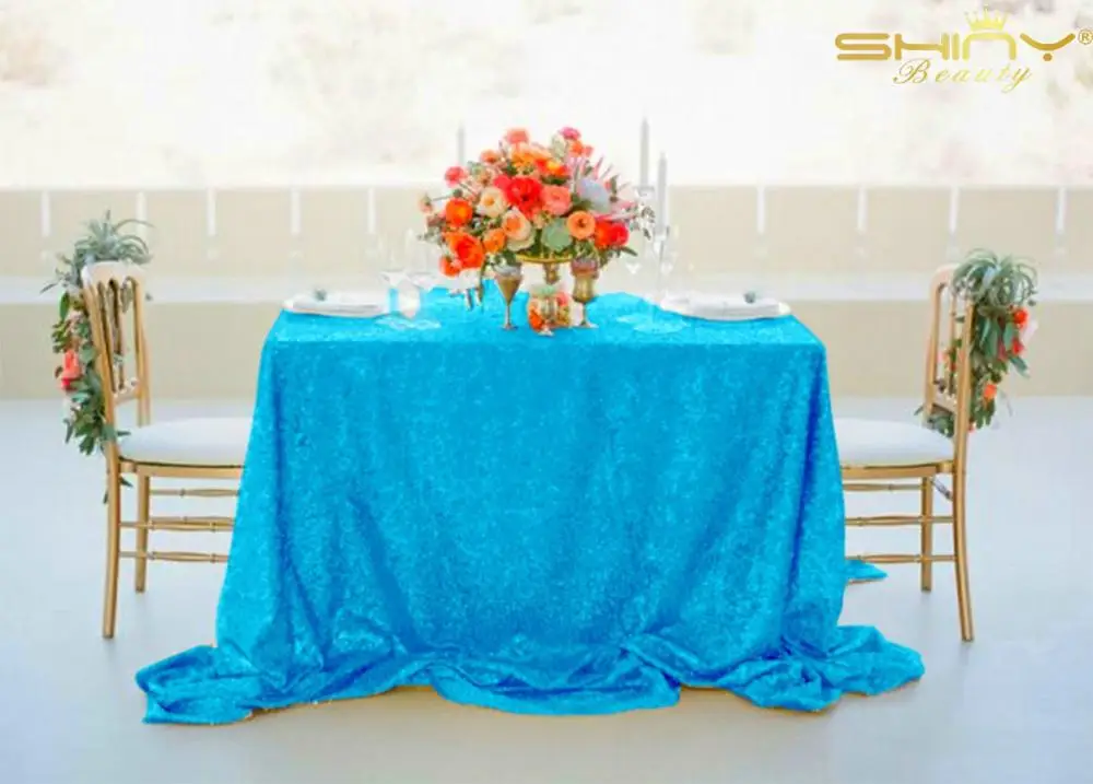 72x108-дюймовая прямоугольная скатерть с блестками с розовыми блестками, крышка стола, пурпурные блестящие текстильные скатерти для прямоугольной Tables-M0928 - Цвет: Turquoise