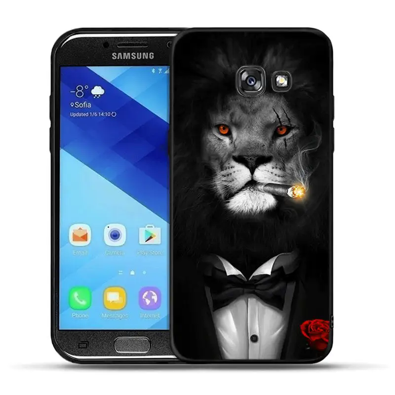 Льва Cat Чехол для Samsung Галактики A7 A5 A3 2016 2017 A8 A6 плюс A9 2018 чехол телефона A50 A30 A20 Fundas