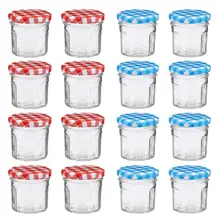  12pcs 50/100ML Glass Jam Jars Honey Bottles Storage Jars Pickles Sealed Containers With Lids Candies Tea Coffee Storage Tan 