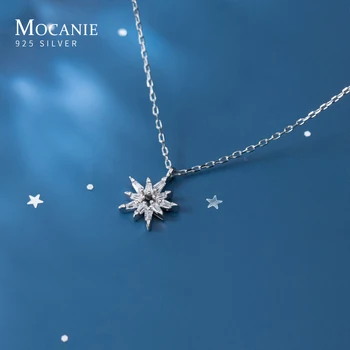 

Mocanie Fashion 925 Sterling Silver Radiant CZ Beautiful Cute Star Pendant Necklace for Women Luxury Wedding Party Fine Jewelry