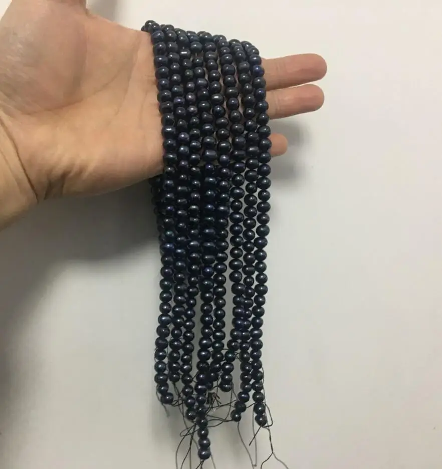 

Fine Jewelry 5strands Natural Black pearl loose beads 15" jewelry design