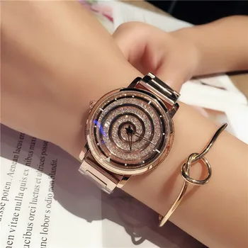 

Korea Hot Style Luxury Diamond Watch For Women Delicate Fashion Rose Gold Steel Strap Wrist Quartz Watch For Gift