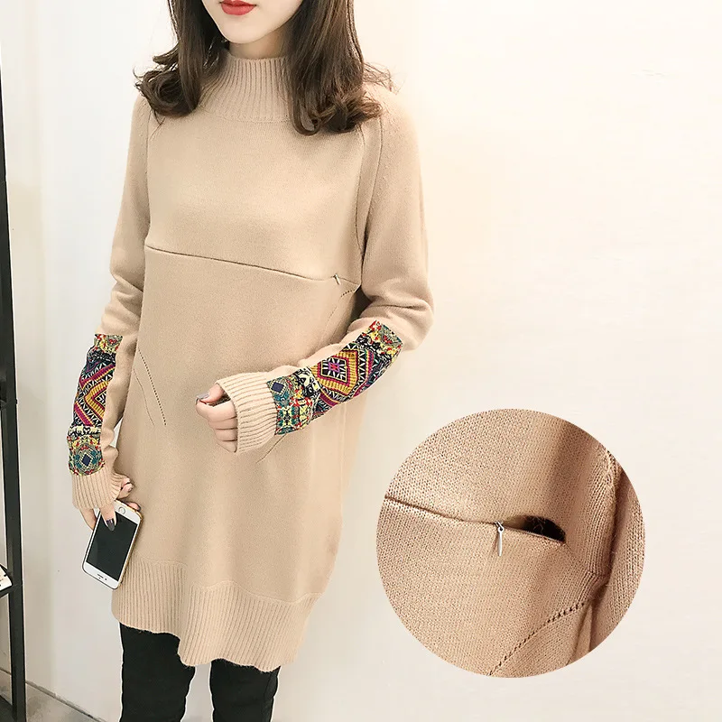 

Lactation Garment Nursing Fashion 2019 Spring And Autumn New Style Feeding Top Pregnant WOMEN'S Sweater Dress