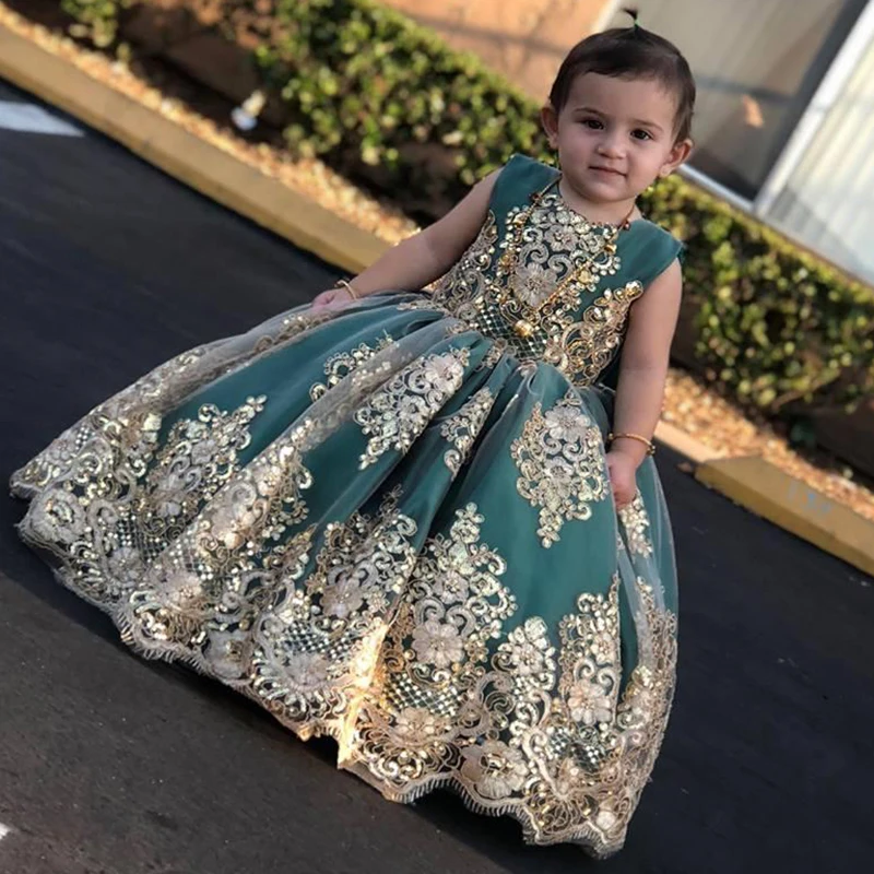 New Arrival Luxurious Pearls Beaded Blue Little Girls Long Pageant Dresses Prom Ball Gown Wedding Dress | Детская одежда и обувь