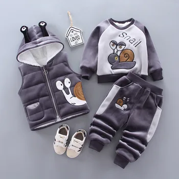

Children Kids Boys Girls Clothing Sets Toddler Baby Winter Jackets Coat Snails Cartoon Thick Warm Tracksuits Kids Clothes Sets