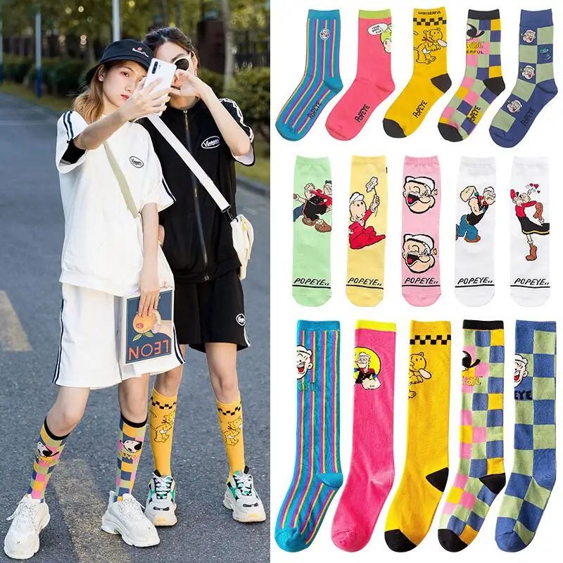 Модные милые короткие носки женские Харадзюку с изображением шпината, попейки, хипстерские забавные носки до лодыжки